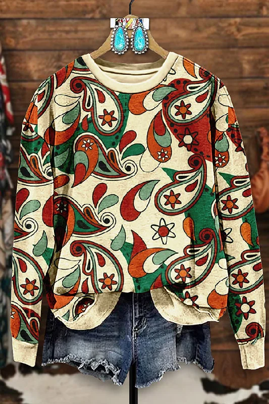Vintage Western Perlis Print Sweatshirt Hoodie with Monochrome Minimalist Simple