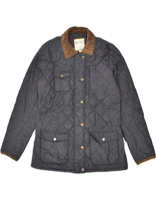 FAT FACE Womens Quilted Jacket UK 12 Medium Brown Nylon Toggled Jacket Drawstring Jacket Belted Jacket