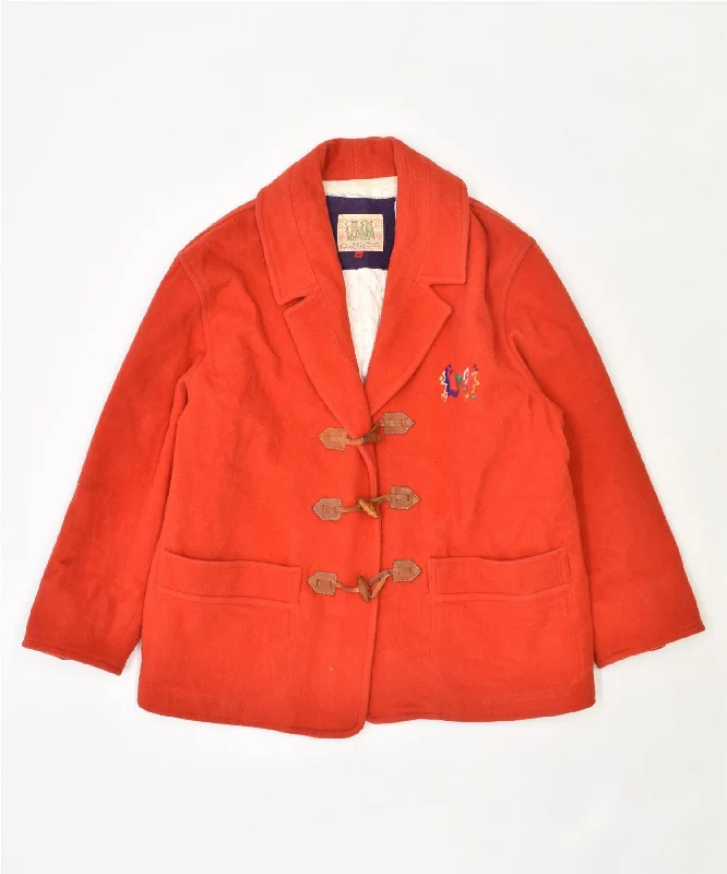 LEMON Womens Oversized Duffle Jacket IT 42 Medium Red Wool Vintage Striped Jacket Polka Dot Jacket Floral Jacket