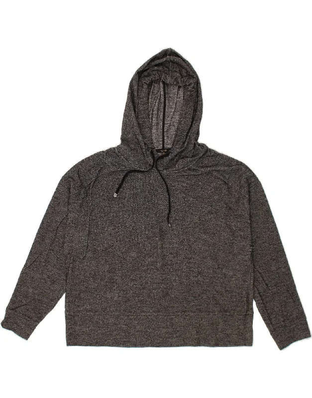 MASSIMO DUTTI Womens Oversized Hoodie Jumper UK 18 XL Black Flecked Cotton Hoodie with Magnetic Closure Innovative Modern