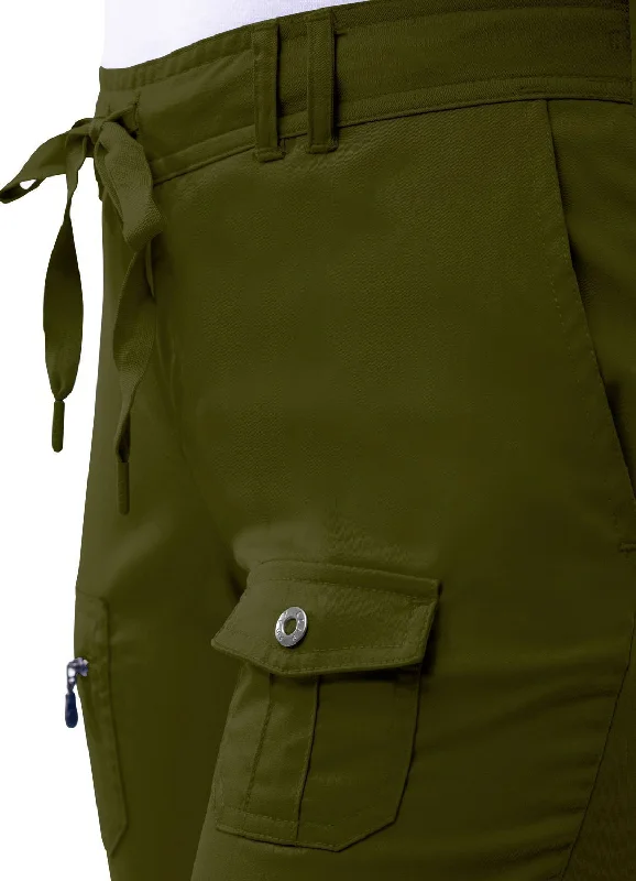 Pro Heather Slim Fit 6 Pocket Scrubs Pant by Adar XXS-3XL (Regular) /OLIVE Formal Slim Pants
