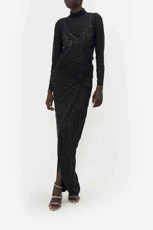 RUCHED SKIRT WITH SPLIT TAME MY TIGER maxi skirt elegant