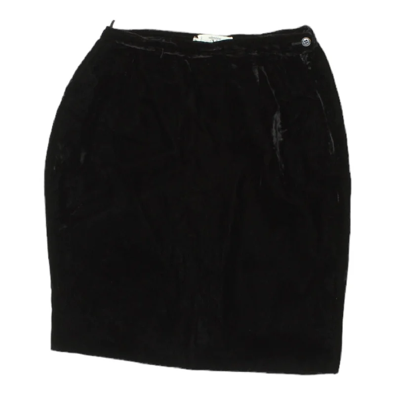 Valentino Miss V Womens Black Velvet Knee Length Skirt | Vintage Designer VTG satin skirt smooth Valentino Miss V Womens Black Velvet Knee Length Skirt | Vintage Designer VTG satin skirt smooth