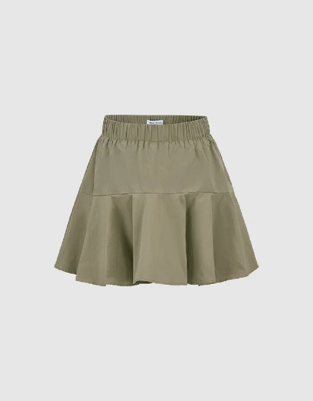 Elastic Waist Mini A-Line Skirt denim skirt casual