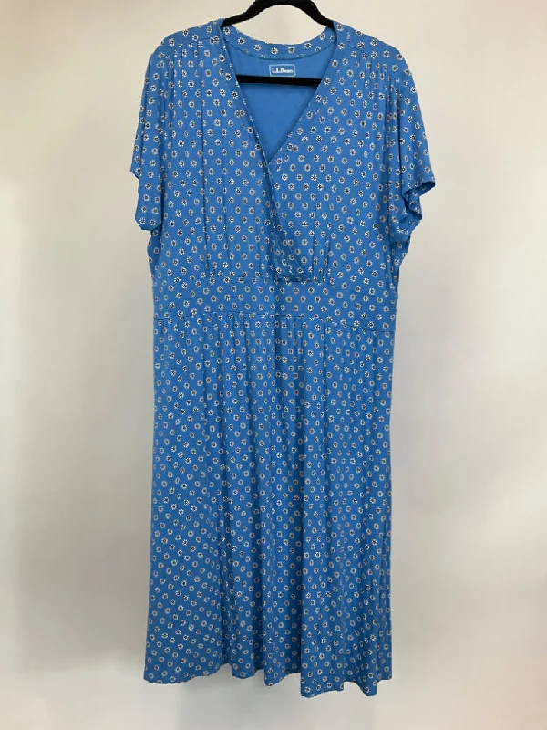 LL BEAN BLUE FLORAL DRESS SIZ 2X Tunics Handmade artisanal