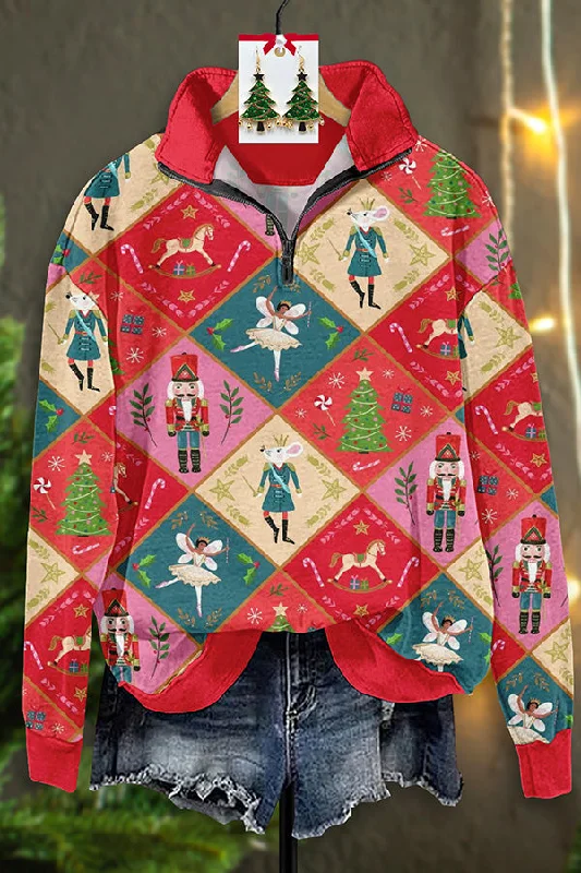 Retro Plaid Christmas Print Zipper Sweatshirt Hoodie with Cuffed Sleeves Snug Secure Retro Plaid Christmas Print Zipper Sweatshirt Hoodie with Cuffed Sleeves Snug Secure