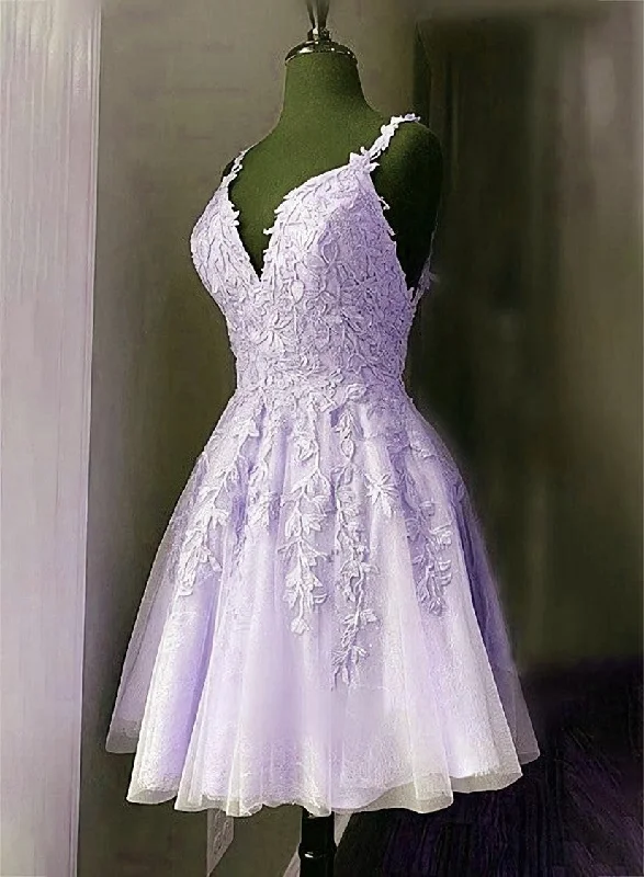 Lavender Tulle Short Straps Party Dress Homecoming Dress Tulle Short Prom Dress Tunics Print Colorful Lavender Tulle Short Straps Party Dress Homecoming Dress Tulle Short Prom Dress Tunics Print Colorful