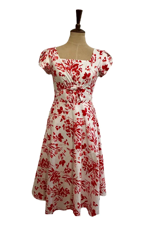 Astrid Red & Cream Tulip Linen Dress Tunics Chic fashionable