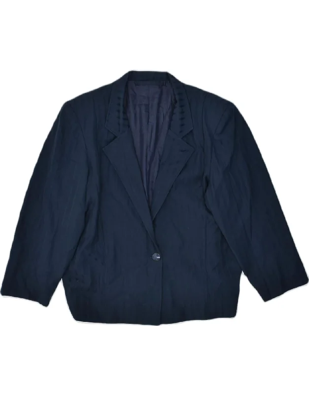 VINTAGE Womens 1 Button Blazer Jacket UK 18 XL Navy Blue Lace Jacket Ribbed Jacket Sequined Jacket VINTAGE Womens 1 Button Blazer Jacket UK 18 XL Navy Blue Lace Jacket Ribbed Jacket Sequined Jacket