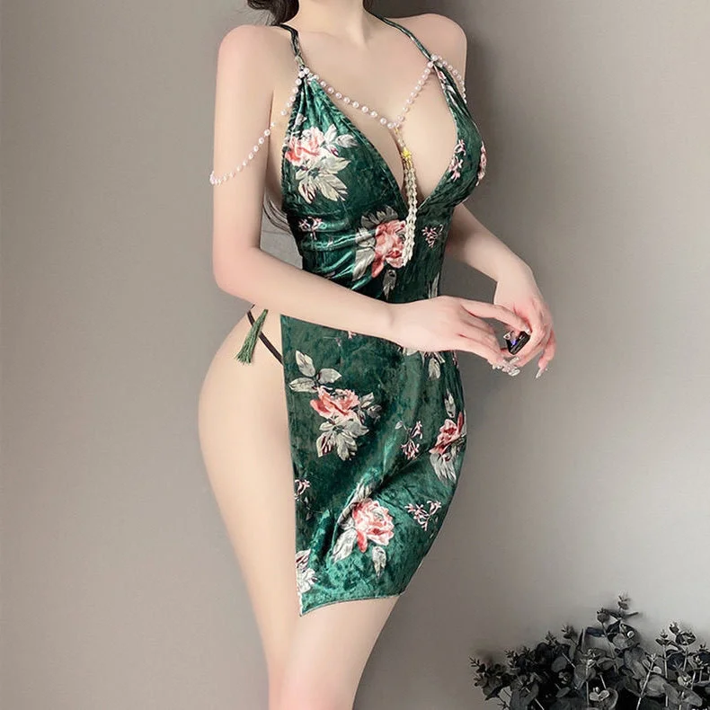 Pearl cheongsam pajamas yv50611