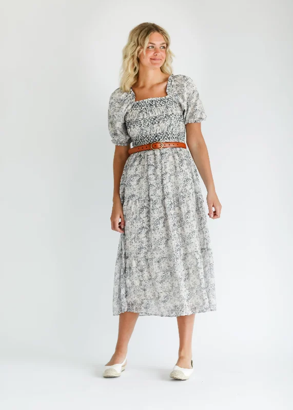 Smocked Floral Swiss Dot Maxi Dress - FINAL SALE