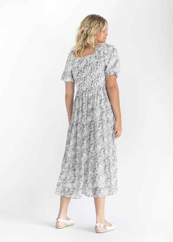 Smocked Floral Swiss Dot Maxi Dress - FINAL SALE