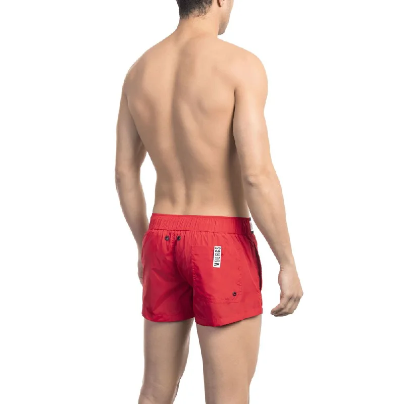 Red Micro Swim Shorts with Contrast Band