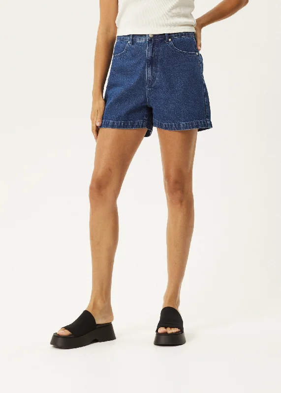 AFENDS Womens Seventy Threes - Hemp Denim Shorts - Authentic Blue