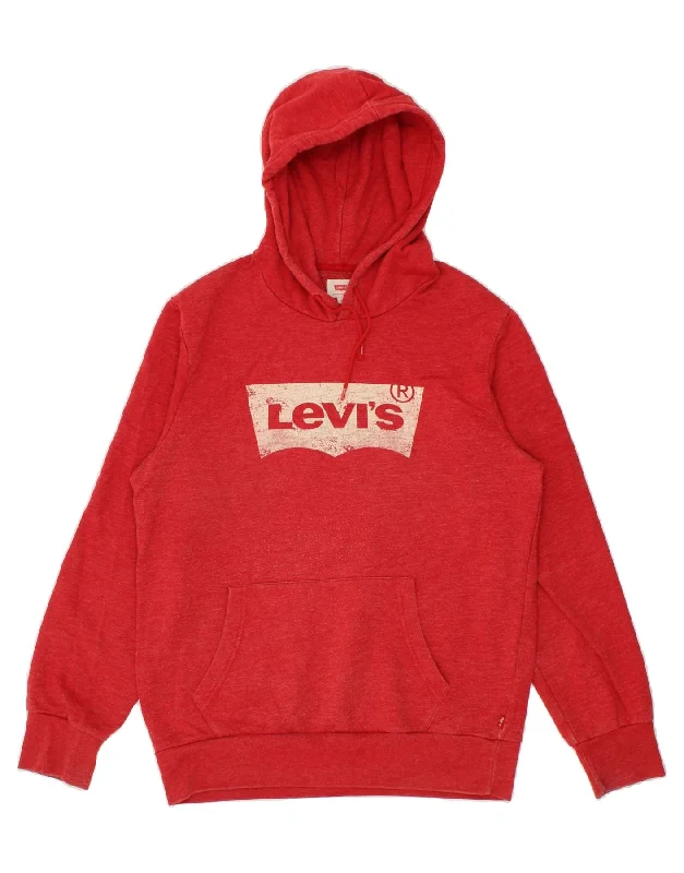 LEVI'S Mens Graphic Hoodie Jumper Medium Red