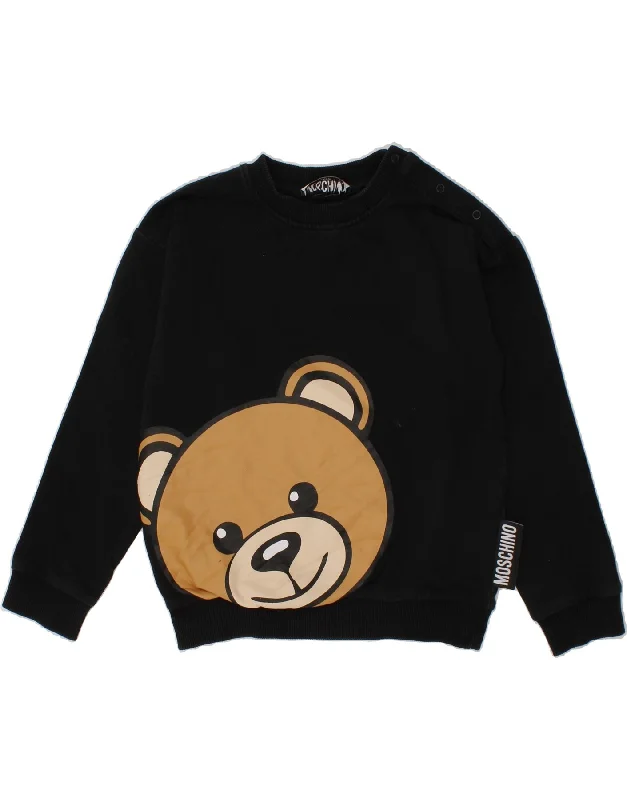 MOSCHINO Boys Graphic Sweatshirt Jumper 2-3 Years Black Cotton