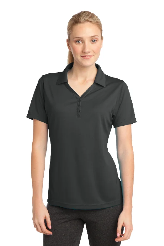 Sport-Tek Womens Micro-Mesh Moisture Wicking Short Sleeve Polo Shirt - Iron Grey