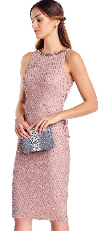 Adrianna Papell - Lattice Motif Laced Up Cocktail Dress AP1E202827SC