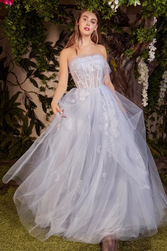 ANDREA & LEO A1050 Strapless Straight Bodice Tulle A Line Dress