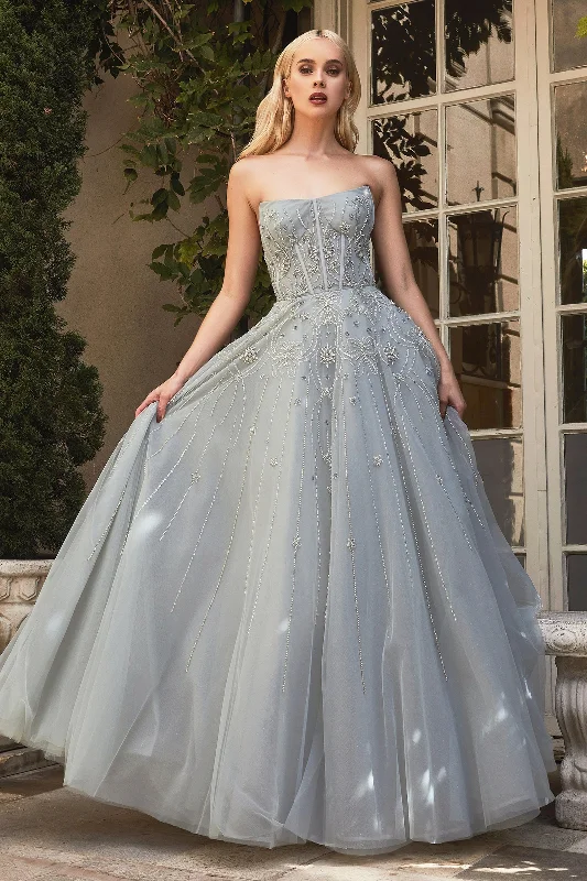 ANDREA & LEO A1095 Embellished Strapless Straight Bodice A Line Dress