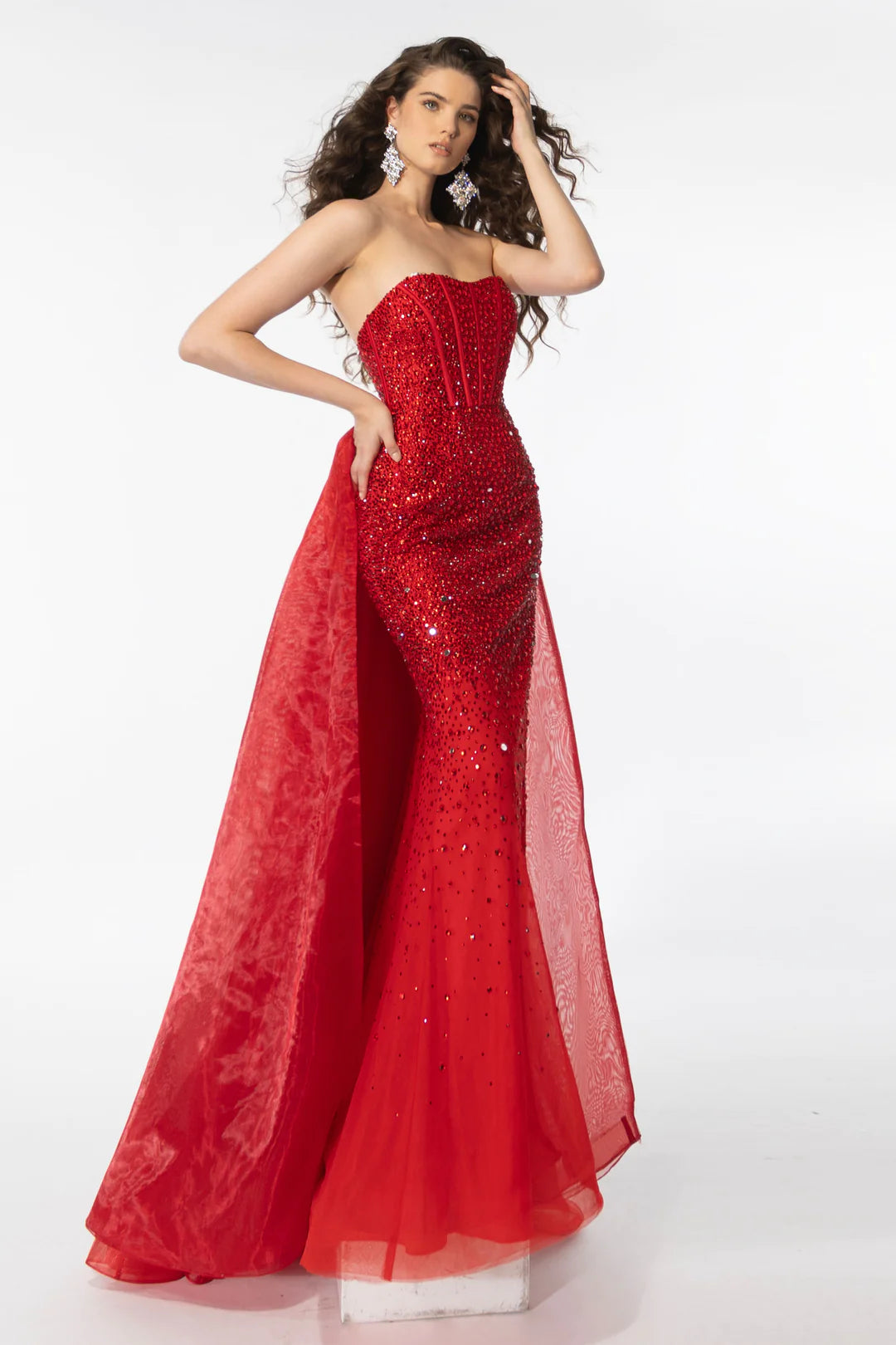 Ava Presley 39230 Strapless Crystal Corset Pageant Dress Overskirt Formal Prom Gown