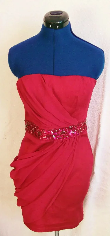 AXParis Pink strappy draped fitted dress.size14 crystal embellishment