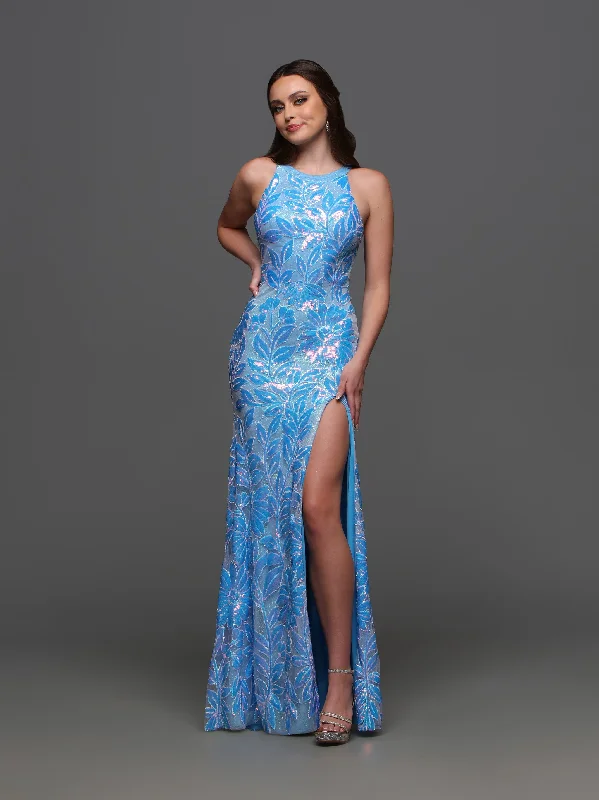 Candice Wang 72404 Shimmer Sequin High Neck Prom Dress Backless Corset Slit Gown