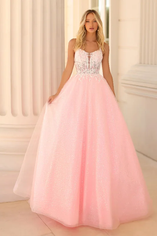 Clarisse -810602 Sheer Corset Bodice Scoop Sequin Ballgown