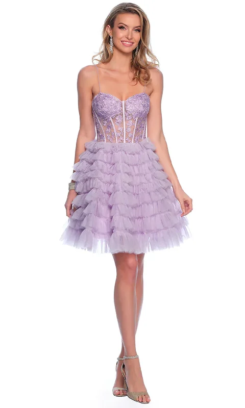Dave & Johnny 11766 - Embroidered Illusion Bodice Cocktail Dress