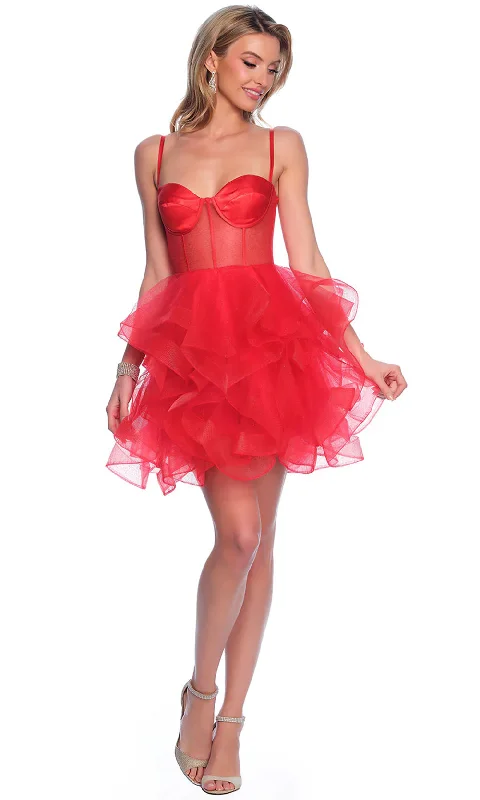 Dave & Johnny 11827 - Sweetheart Neck Ruffled Cocktail Dress