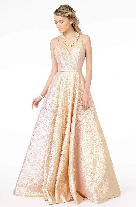 Elizabeth K - GL2951 Plunging V-Neckline A-Line Gown
