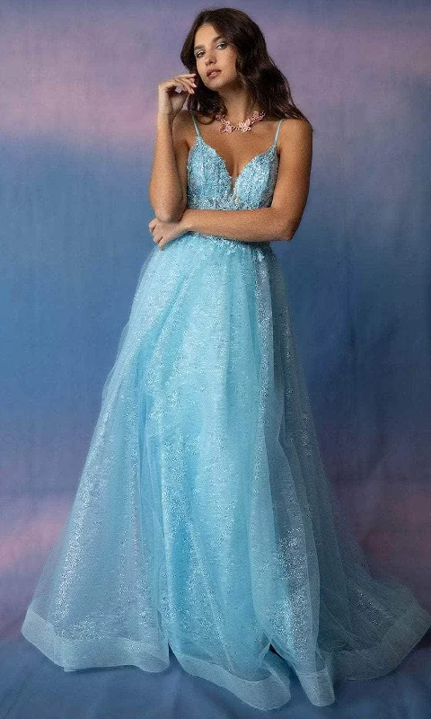 Eureka Fashion - 9828 Spaghetti Strap Glitter Prom Gown