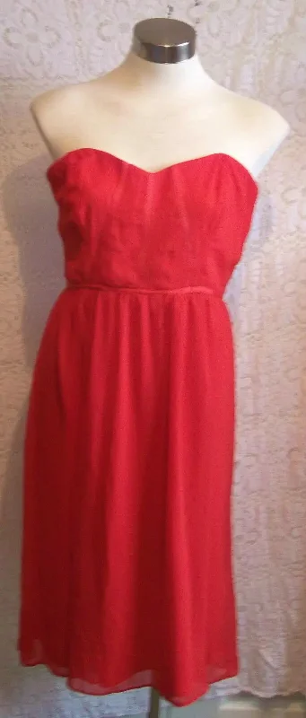 FAB BANDEAU SCARLETT CHIFFON STRAPLESS DRESS.LINED,SIZE14,GENEROUS CUT