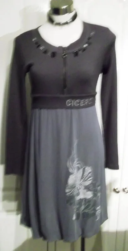Funky Unusual Grey Jumper Dress by CICERO, Size Small/Medium
