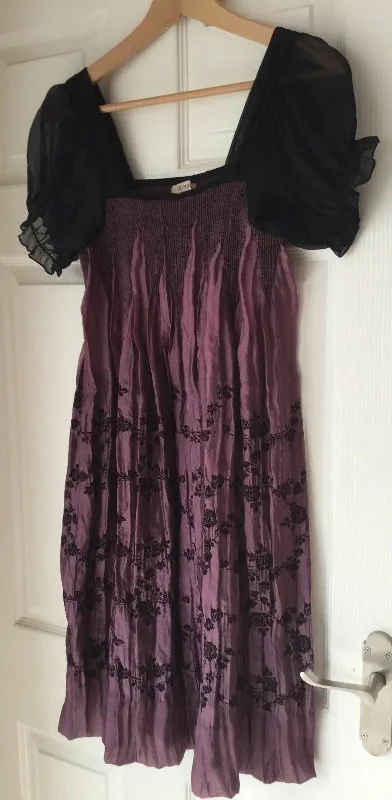 Gorgeous Purple/black embroiderery Echo Blush Pink And Black Smock Dress.Size10-