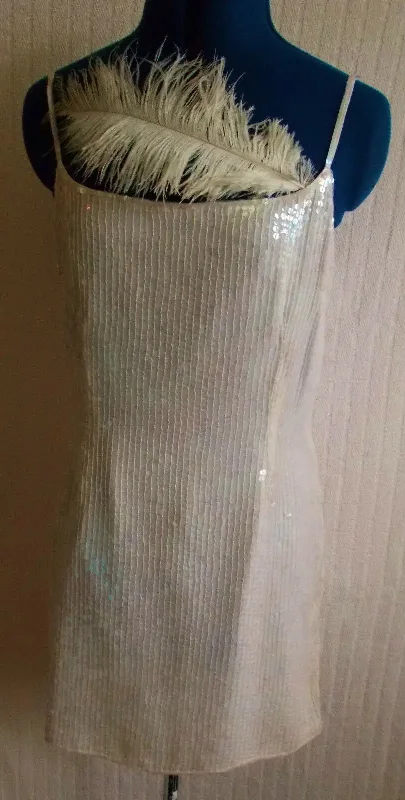 gorgeous white sequined strappy cocktail dress.size 12