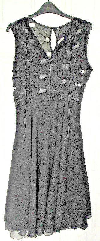 Goth GOrgeous Voodoo Vixen Black Dress-RIBBON DETAILsize medium.