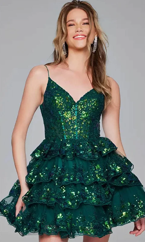 Jovani 40382 - Sequin Embellished V-Neck Cocktail Dress