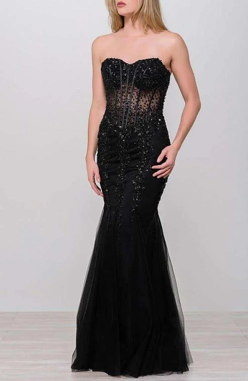 Jovani - 5908SC Embellished Strapless Corset Illusion Bodice Gown