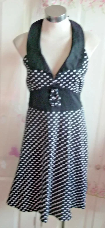Living Dead Souls Dress.polkadots.Halterneck.Goth Punk 50s Rock.size16-18uk