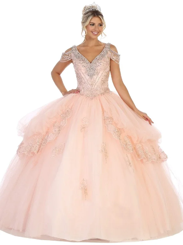 May Queen - LK116 Jeweled Lace Bodice Ruffled Ballgown