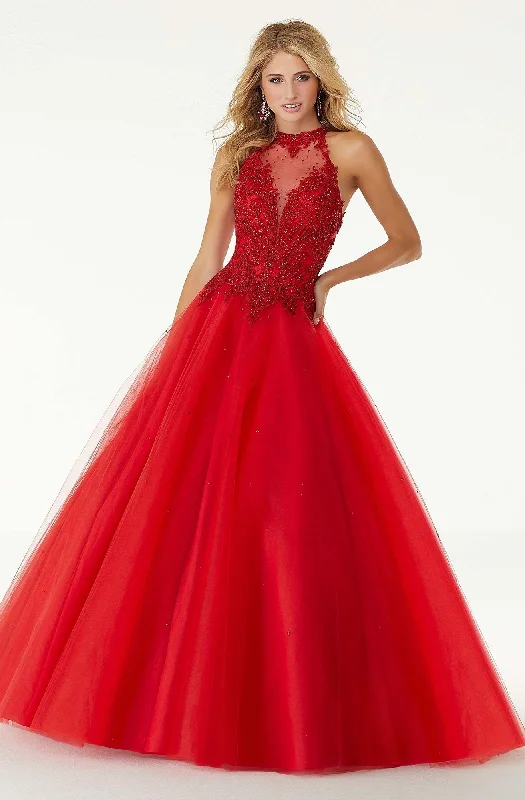 Mori Lee - Halter Illusion Embellished A-Line Dress 45091SC