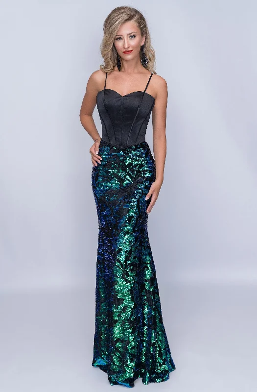 Nina Canacci - 6506SC Corset Sweetheart Sequined Trumpet Dress