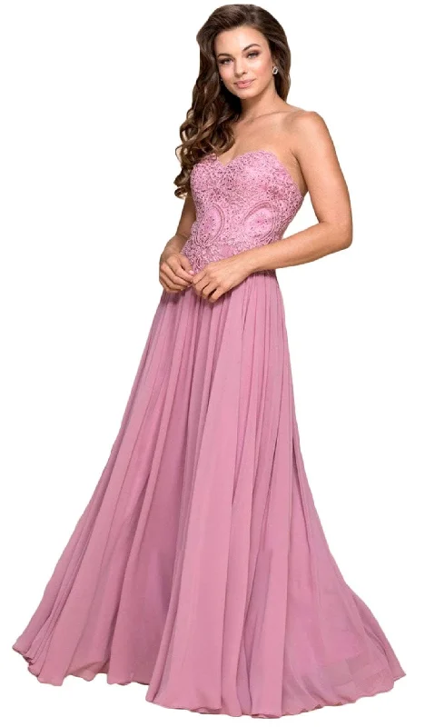 Nox Anabel - Beaded Sweetheart Chiffon A-line Dress B045SC