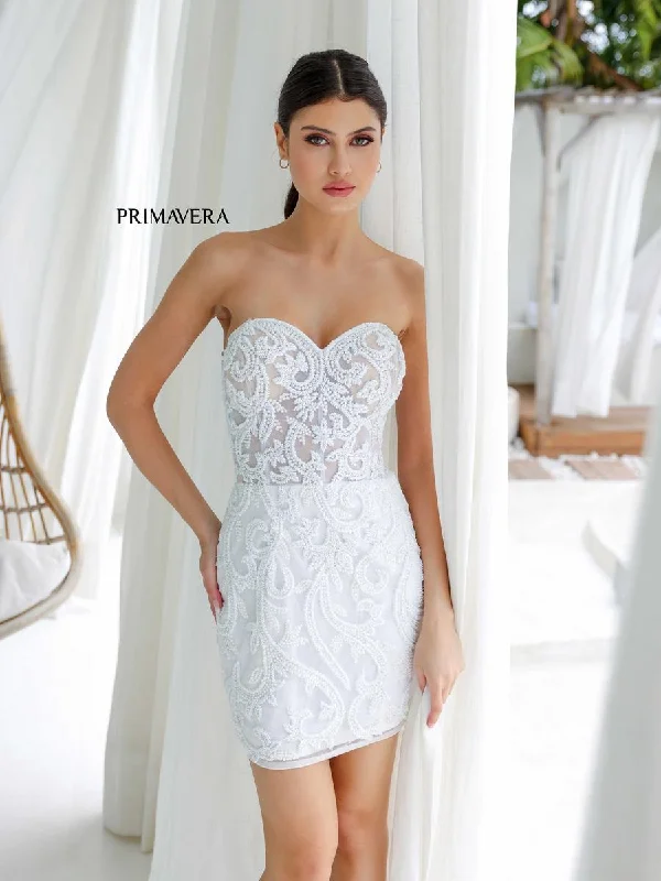 Primavera Illusion Corset Beaded Homecoming Dress 4227