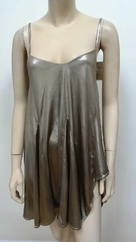 punk/rock chic/boBITCHING & JUNKFOOD ladies metallic lace back dress UK 8 10 12