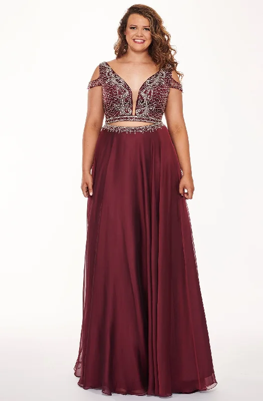Rachel Allan 6693 - Curves Two Piece Beaded Chiffon A-line Dress