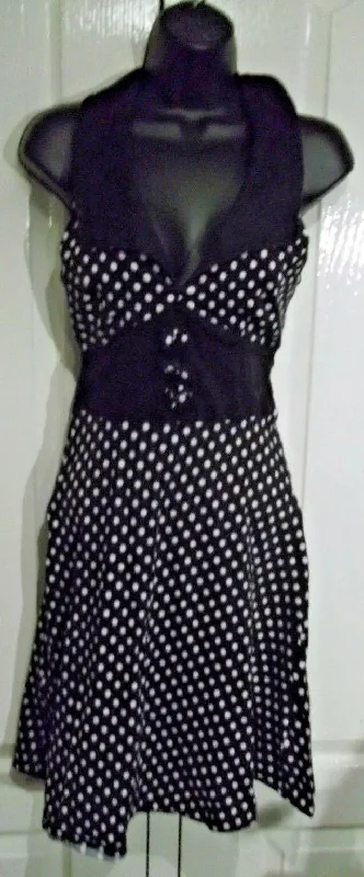 rockabilly dress-living dead souls dress, polka dot pattern halter neck .sIZE 10