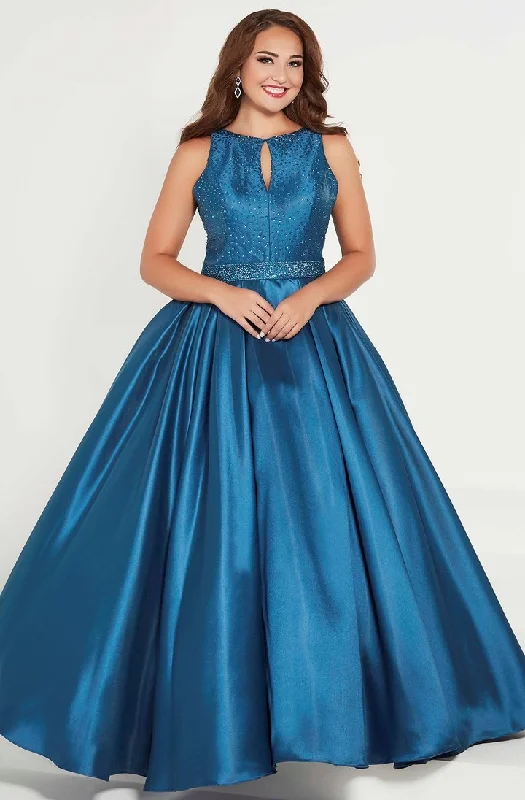 Tiffany Designs - 16386 Rhinestone-Ornate Halter Mikado Ballgown