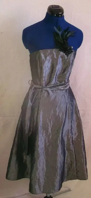 TopShop dark silver taffeta eve dress.black voile underskirtsSize10,corsettry